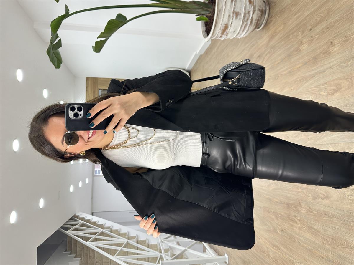 Süet Blazer Ceket-Siyah