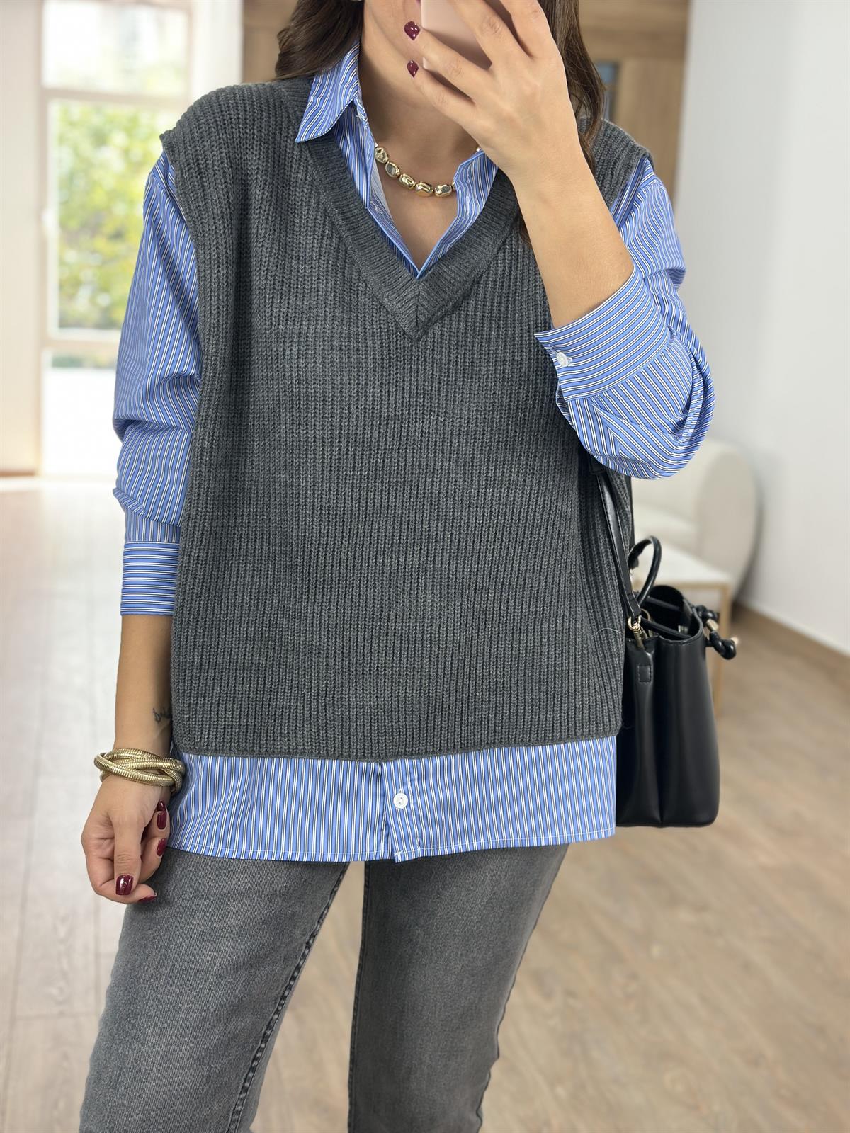 Süveter Garnili Salaş Gömlek