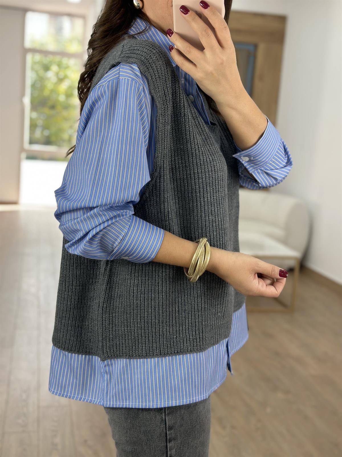 Süveter Garnili Salaş Gömlek