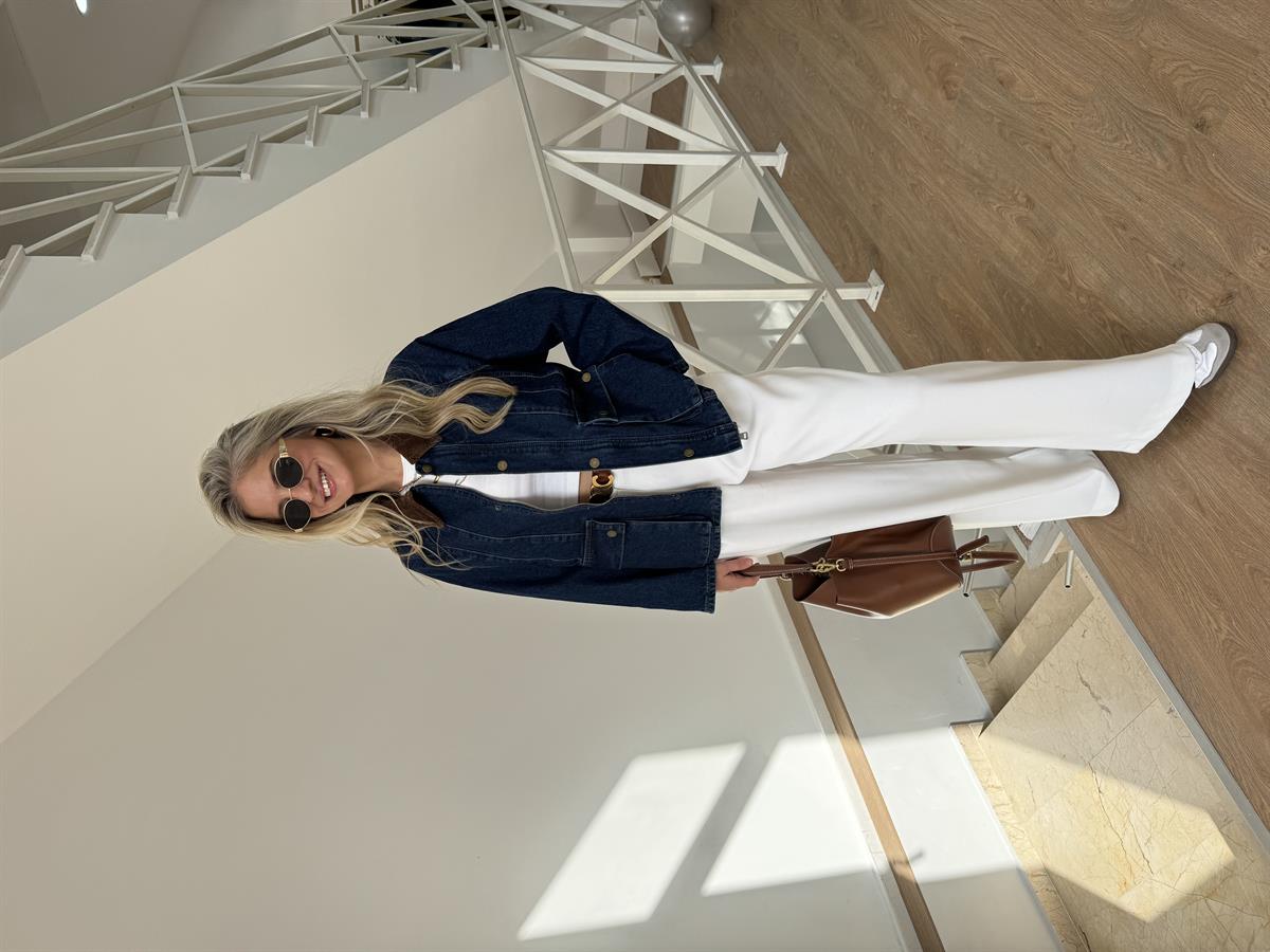 Taba Kadife Yakalı Denim Ceket