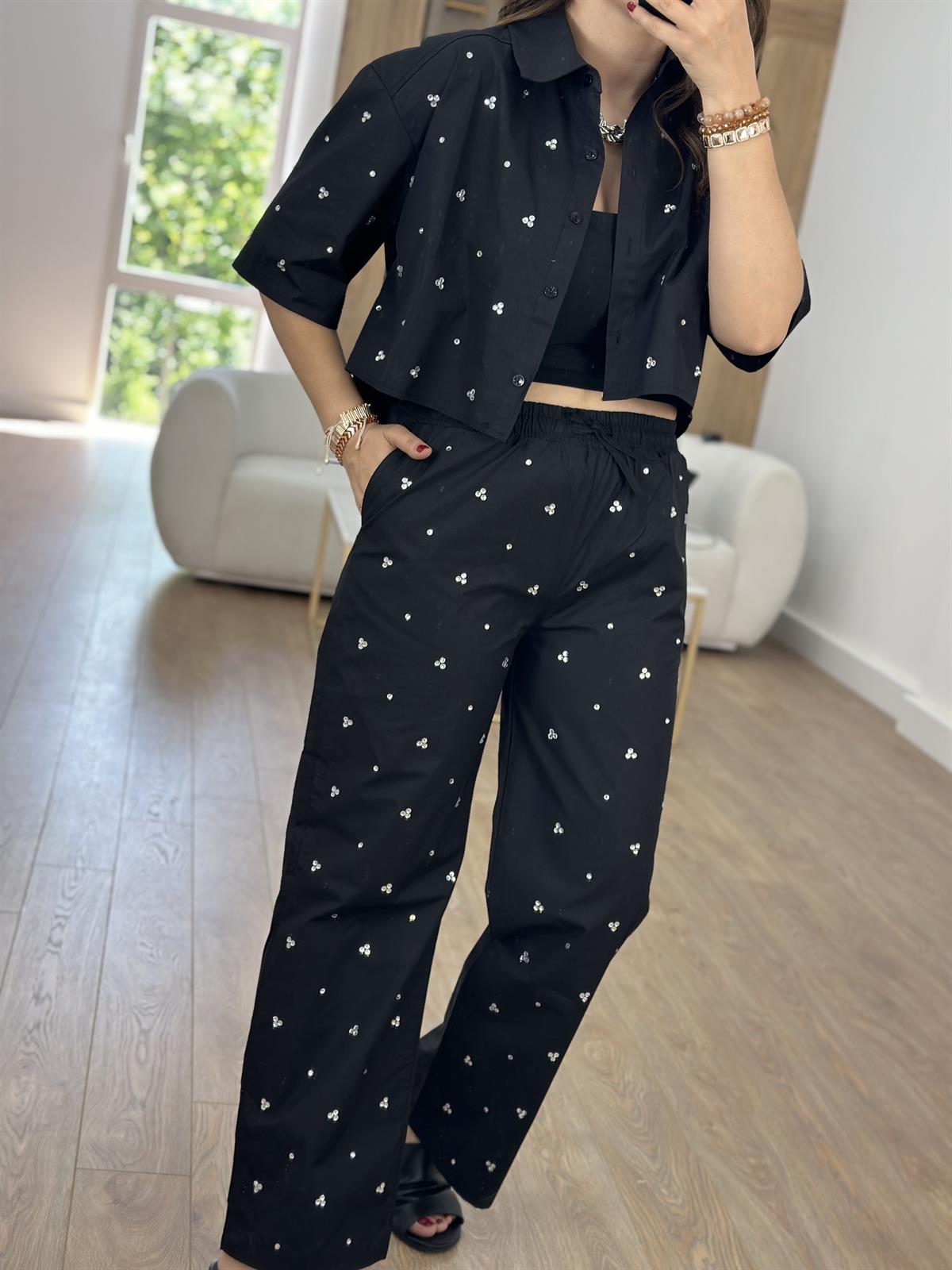 Taş Detaylı Poplin Takım