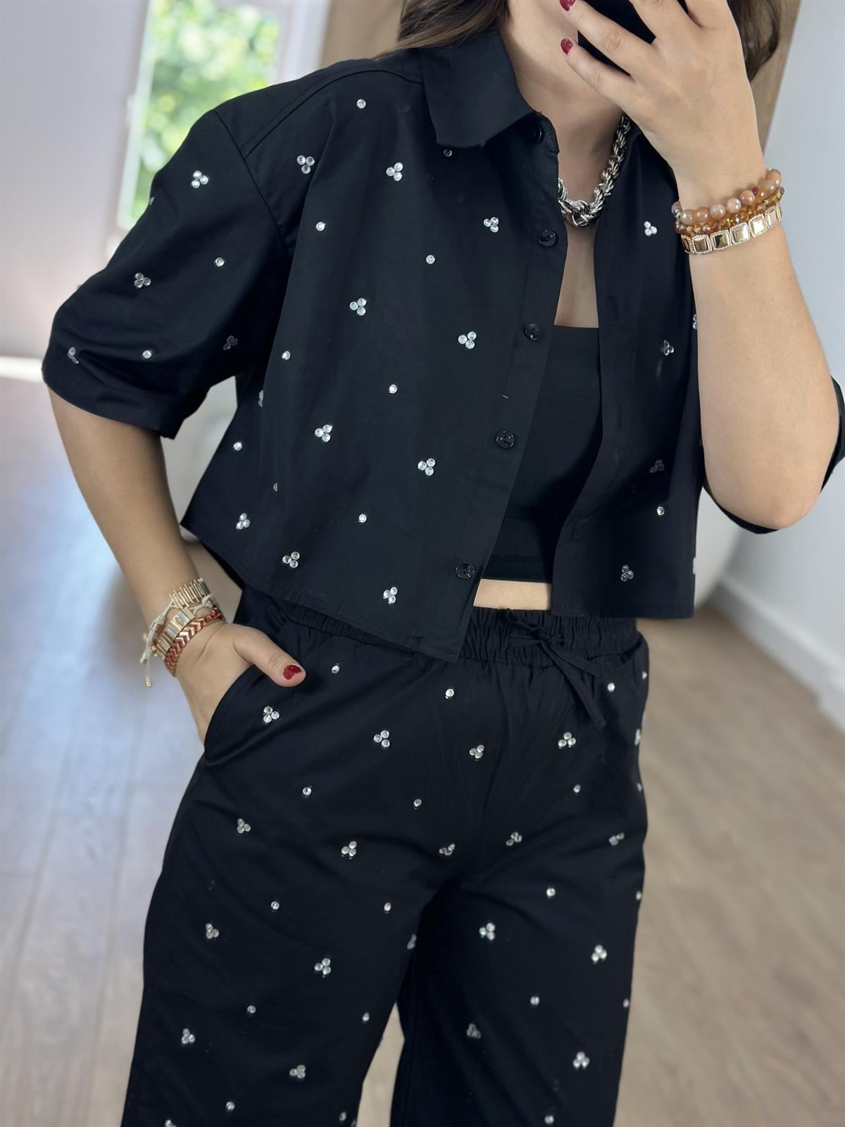 Taş Detaylı Poplin Takım