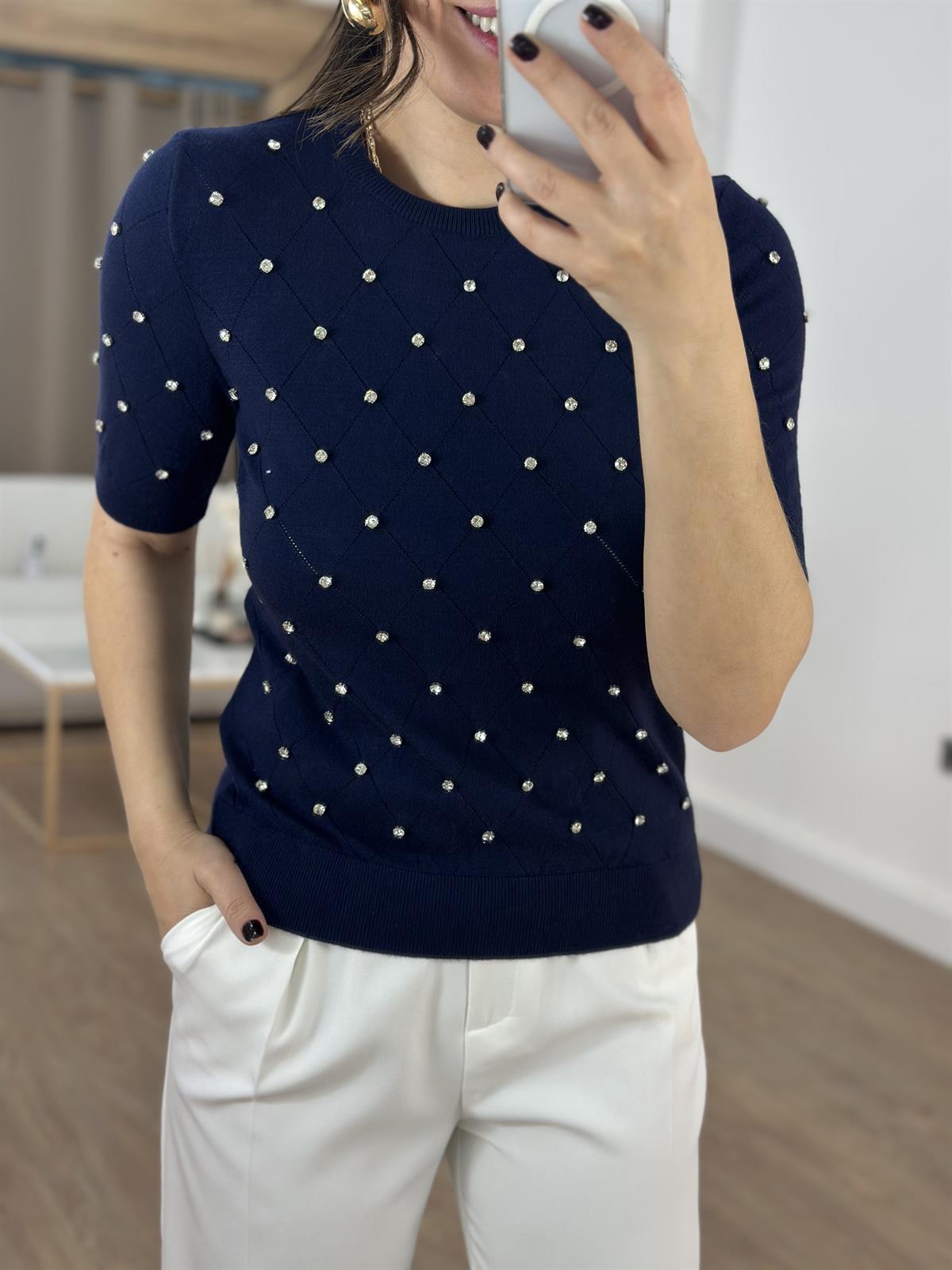 Taş Detaylı Triko - Lacivert