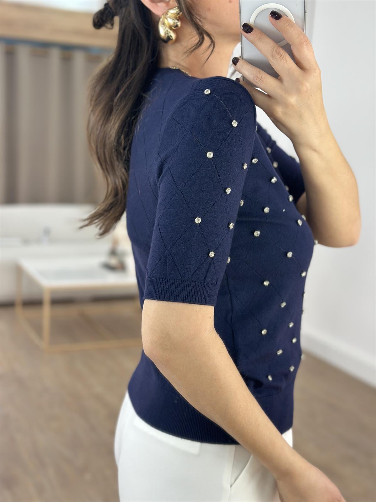 Taş Detaylı Triko - Lacivert