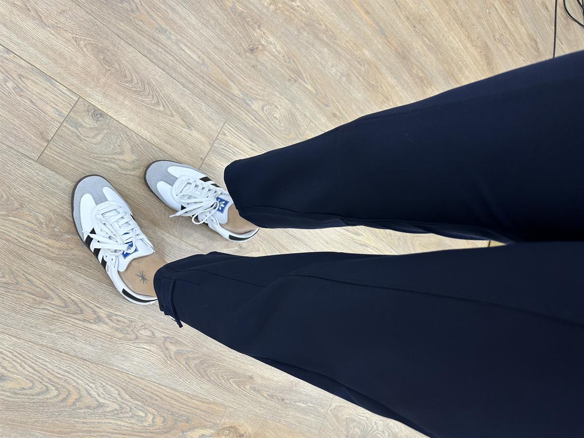 Tasarım Paça Beli Lastikli Likralı Pantolon-Lacivert