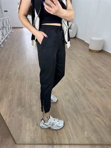 Tasarım Paça Jogger Pantolon-Siyah
