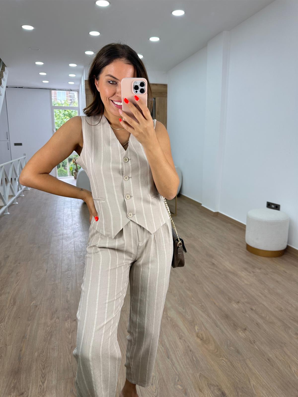 Tasarım Paça Yelekli Takım-Taş