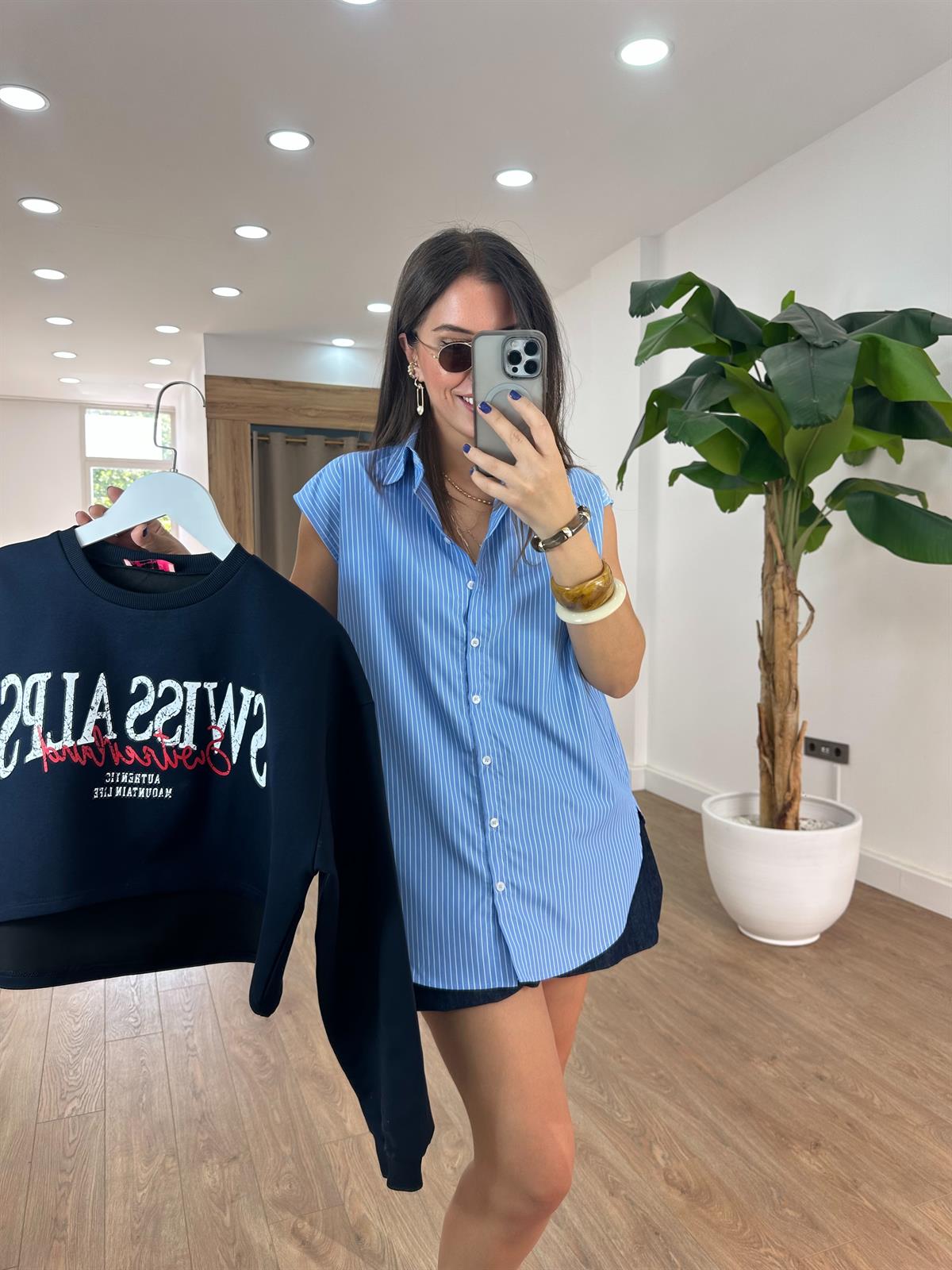 Tasarım Poplin Gömlek Sweatshirt Takım