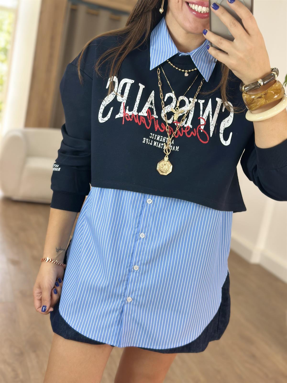 Tasarım Poplin Gömlek Sweatshirt Takım