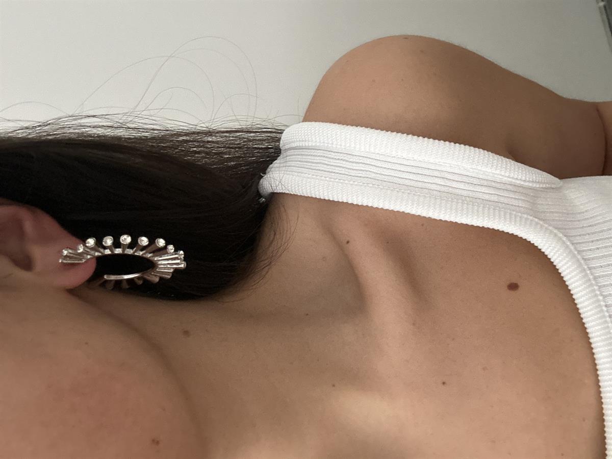 Taşlı Çubuklu Halka Silver Küpe 4cm