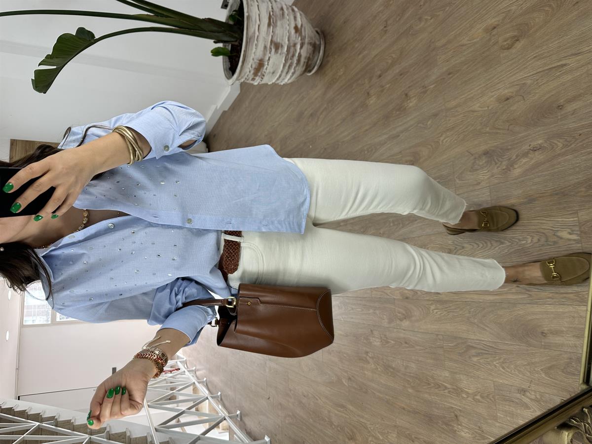 Taşlı Poplin Gömlek