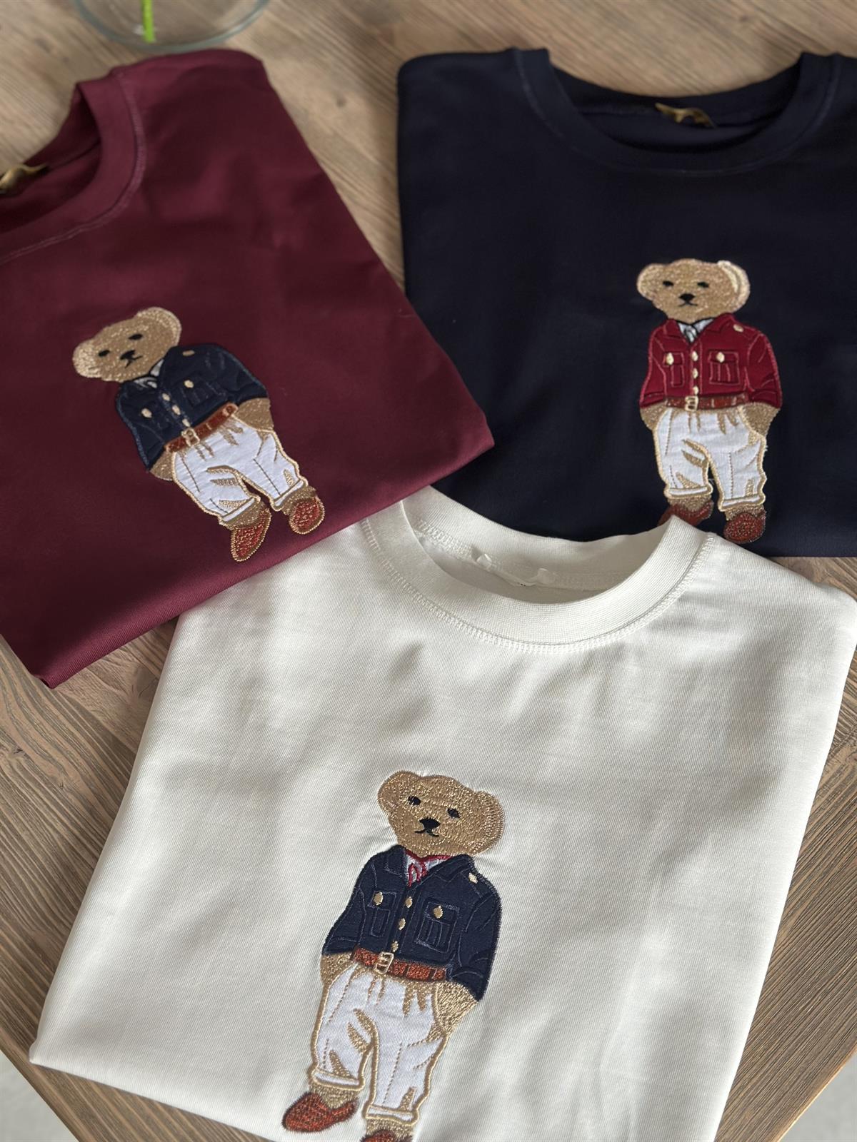 Teddy Baskılı Basic Tshirt - Beyaz