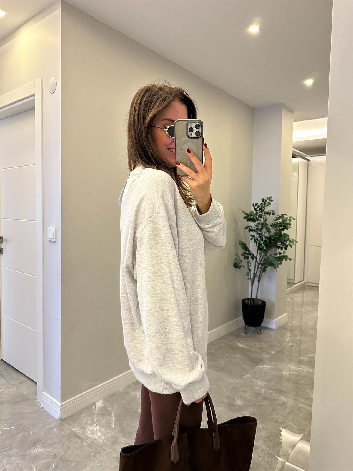 Teddy Baskılı Sweathirt - Gri