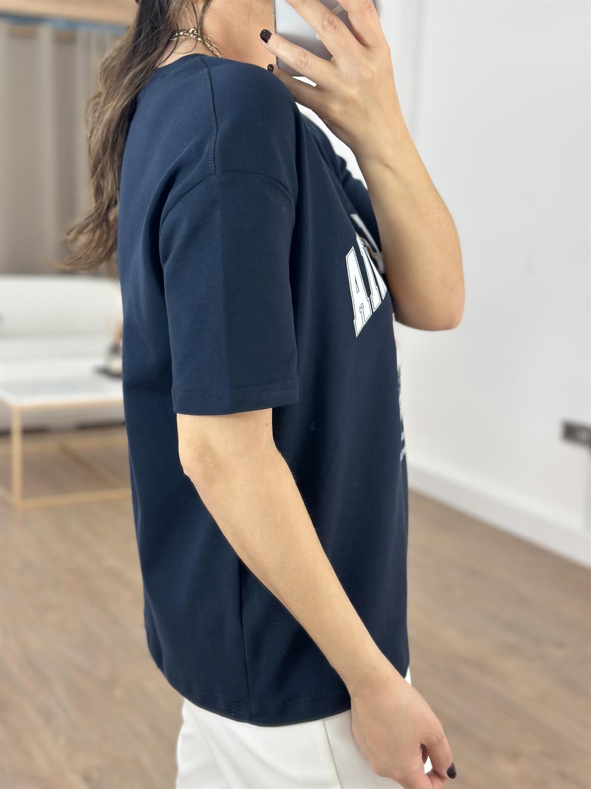 Teddy California Baskılı Basic Tshirt - Lacivert