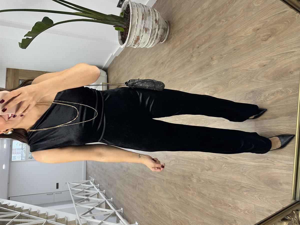 Tek Omuz Kadife Tulum