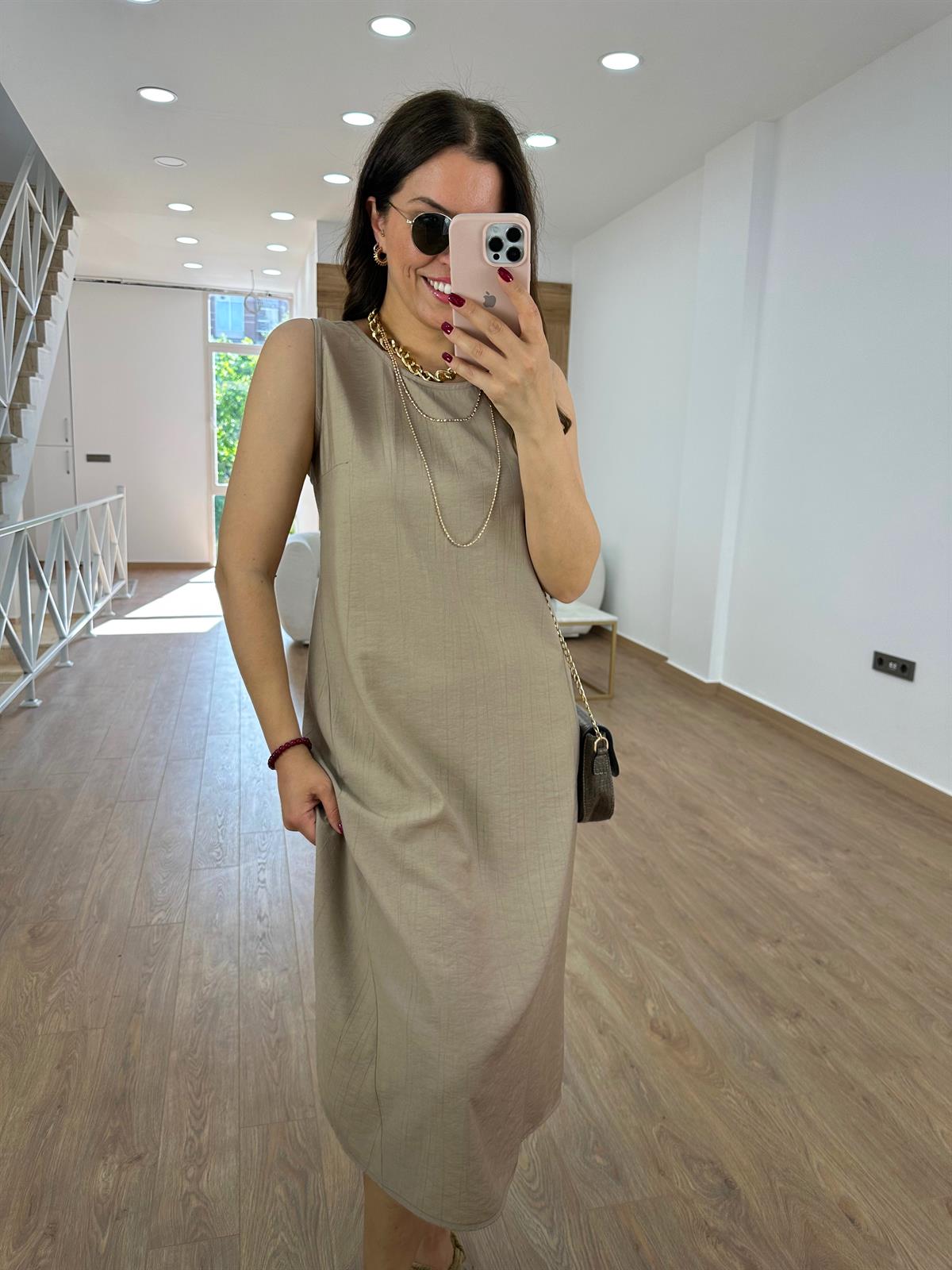 Tnsel Kumaş Uzun Çan Elbise-Vizon