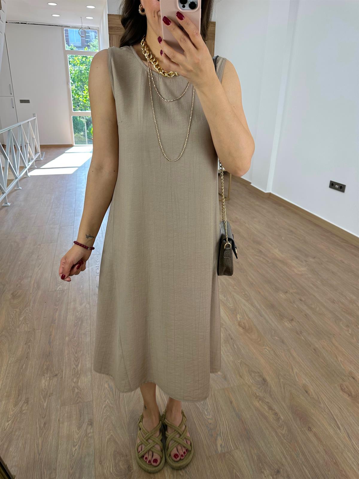 Tnsel Kumaş Uzun Çan Elbise-Vizon