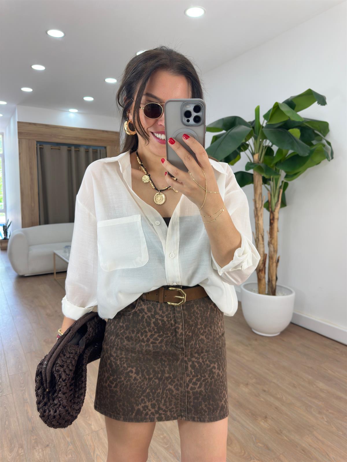 Tensel Tiril Gömlek - Beyaz