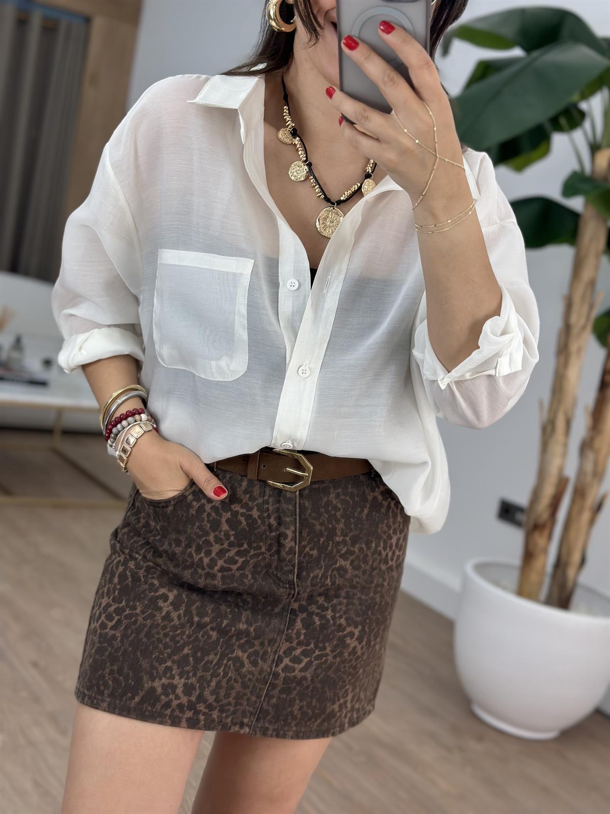 Tensel Tiril Gömlek - Beyaz