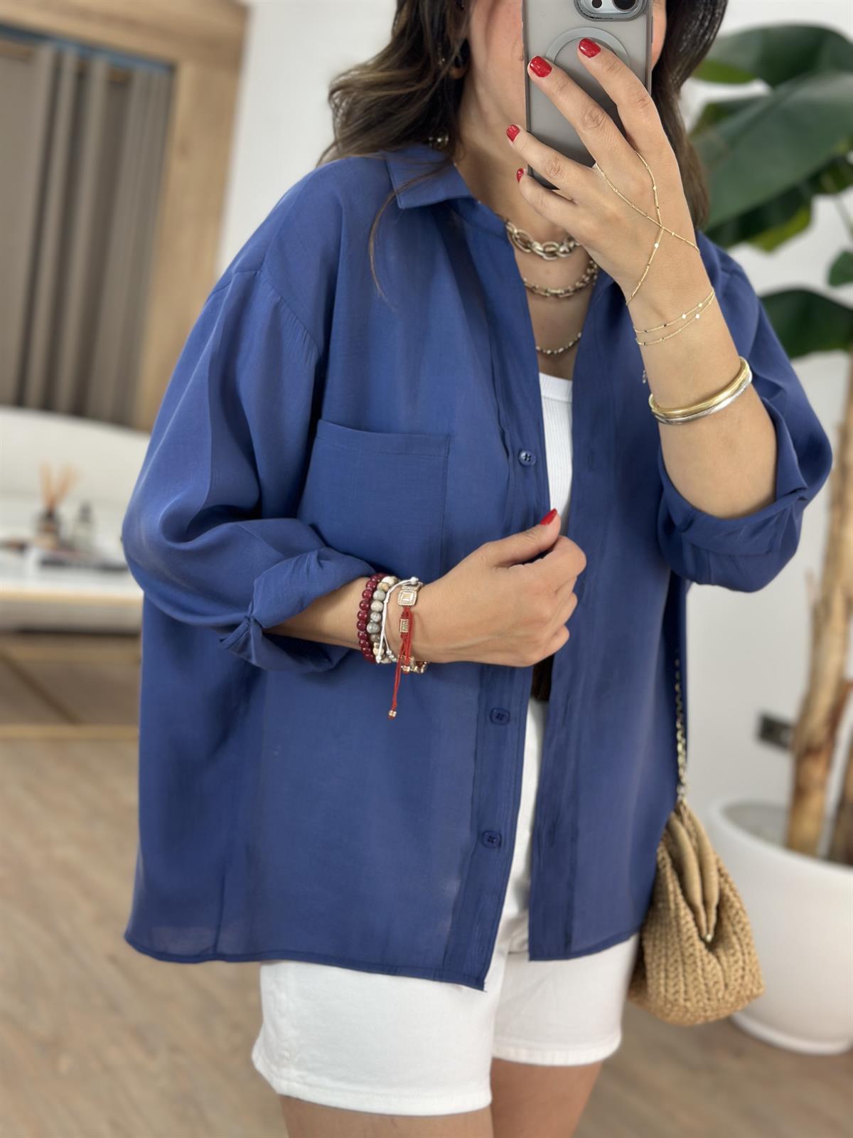 Tensel Tiril Gömlek - Lacivert