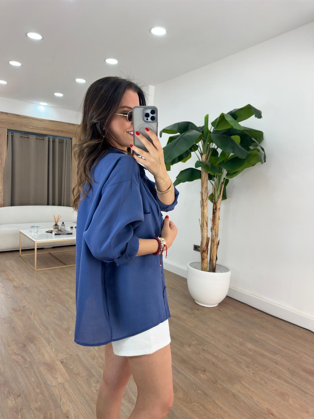 Tensel Tiril Gömlek - Lacivert