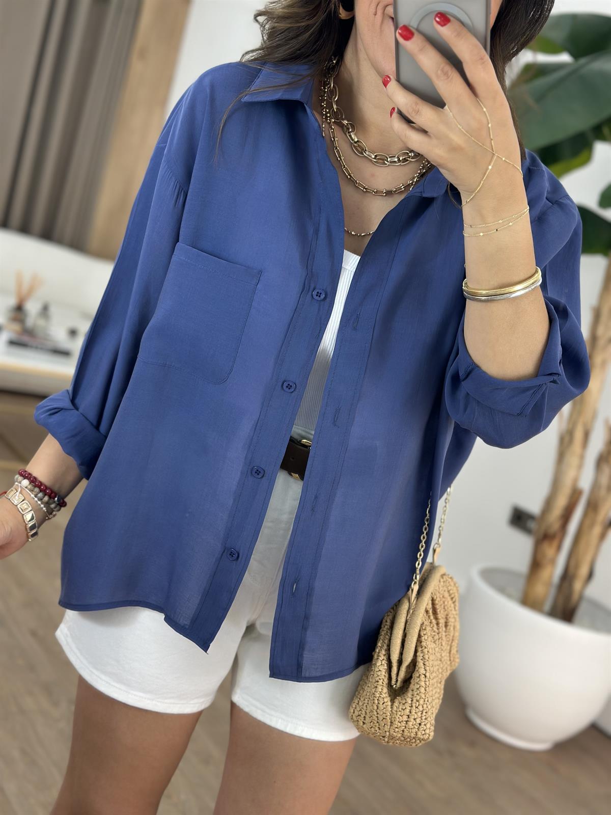 Tensel Tiril Gömlek - Lacivert