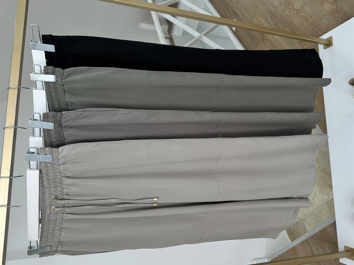 Tensel Viskon Bol Paça Pantolon-Bej