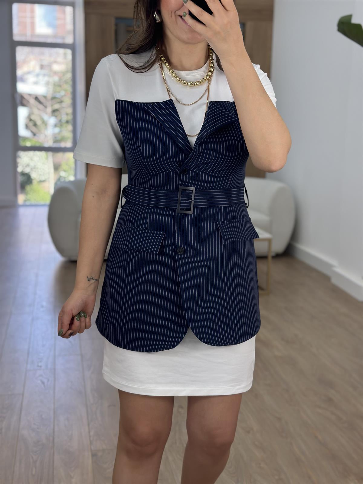 Tişört Garnili Ceket Elbise