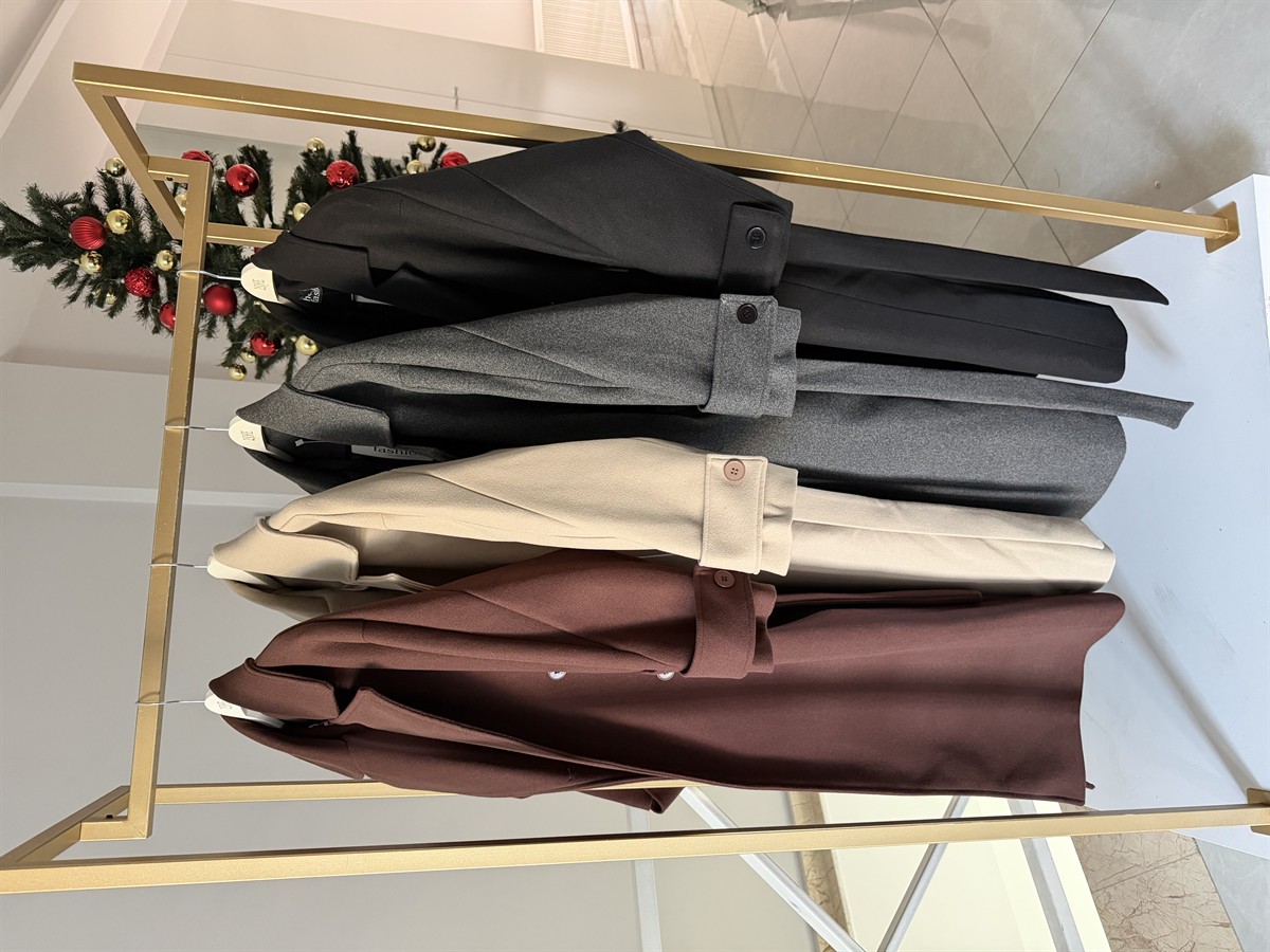 Tokyo Beli Kuşaklı Midi Kaşe Kaban - Bej 