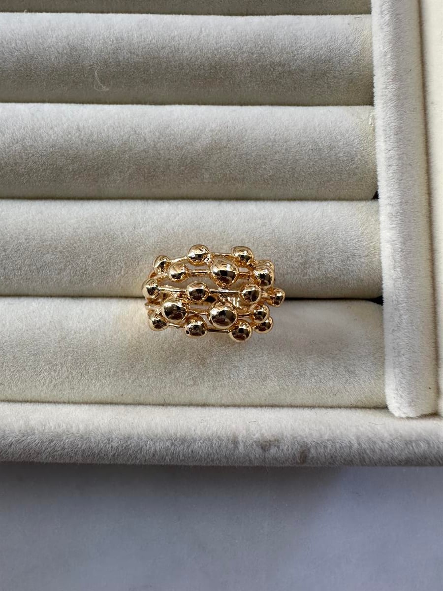 Topçuk Detay Gold Ayarlanabilir Yüzük
