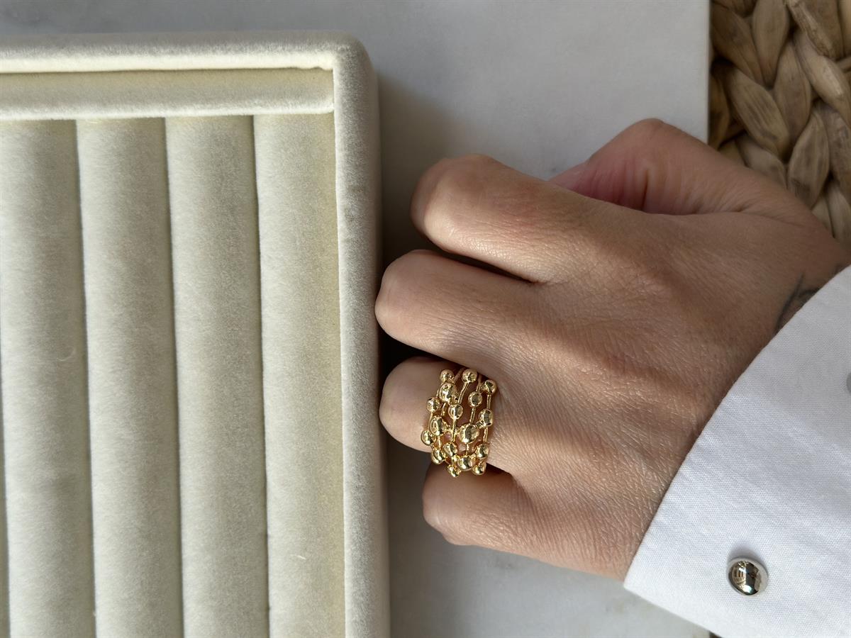 Topçuk Detay Gold Ayarlanabilir Yüzük