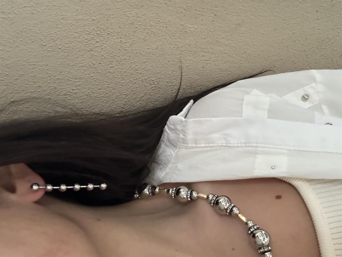 Topçuk Detay Silver Küpe