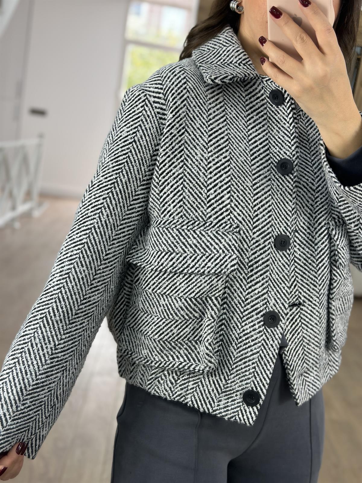 Torba Cepli Balık Sırtı Kaban-Beyaz