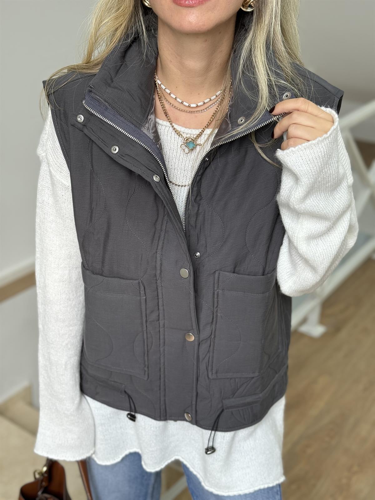 Torba Cepli Kapitone Yelek - Antrasit