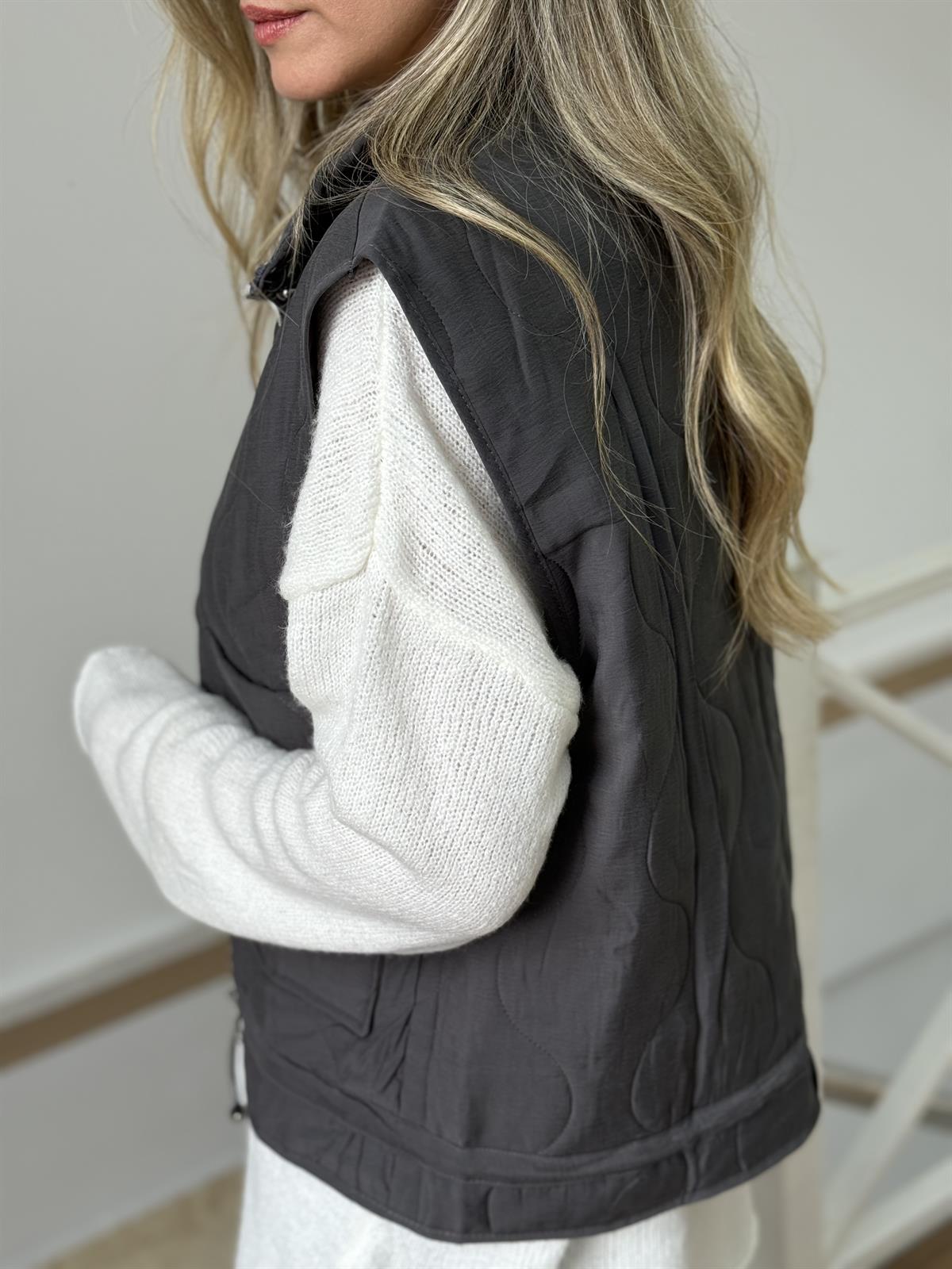 Torba Cepli Kapitone Yelek - Antrasit