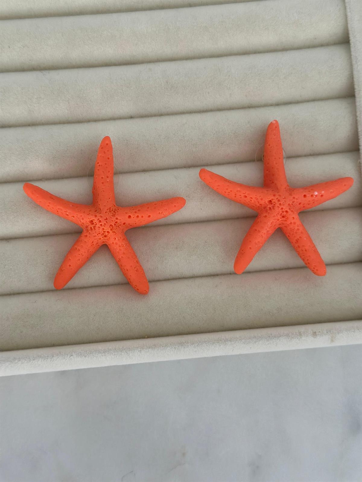 Turuncu Yıldız Tasarım Küpe