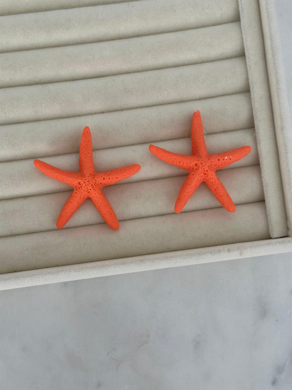 Turuncu Yıldız Tasarım Küpe