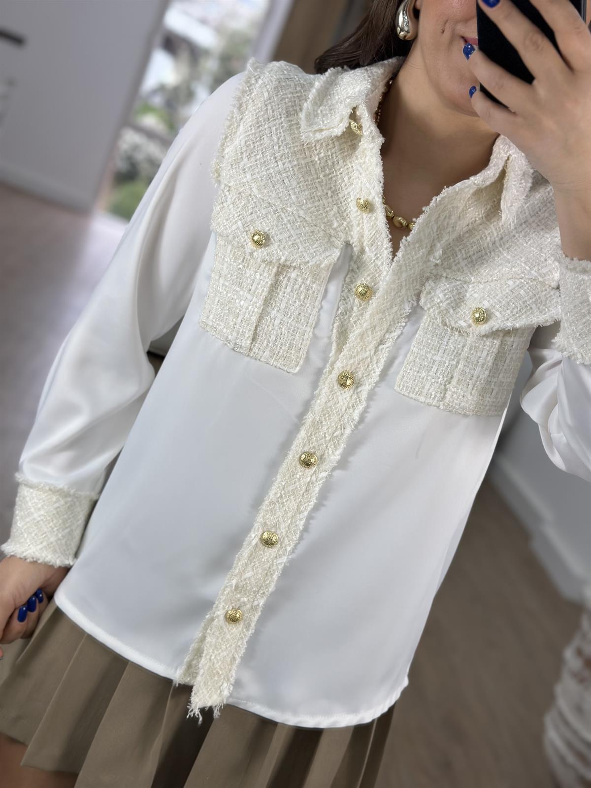 Tüvit Garnili Saten Gömlek