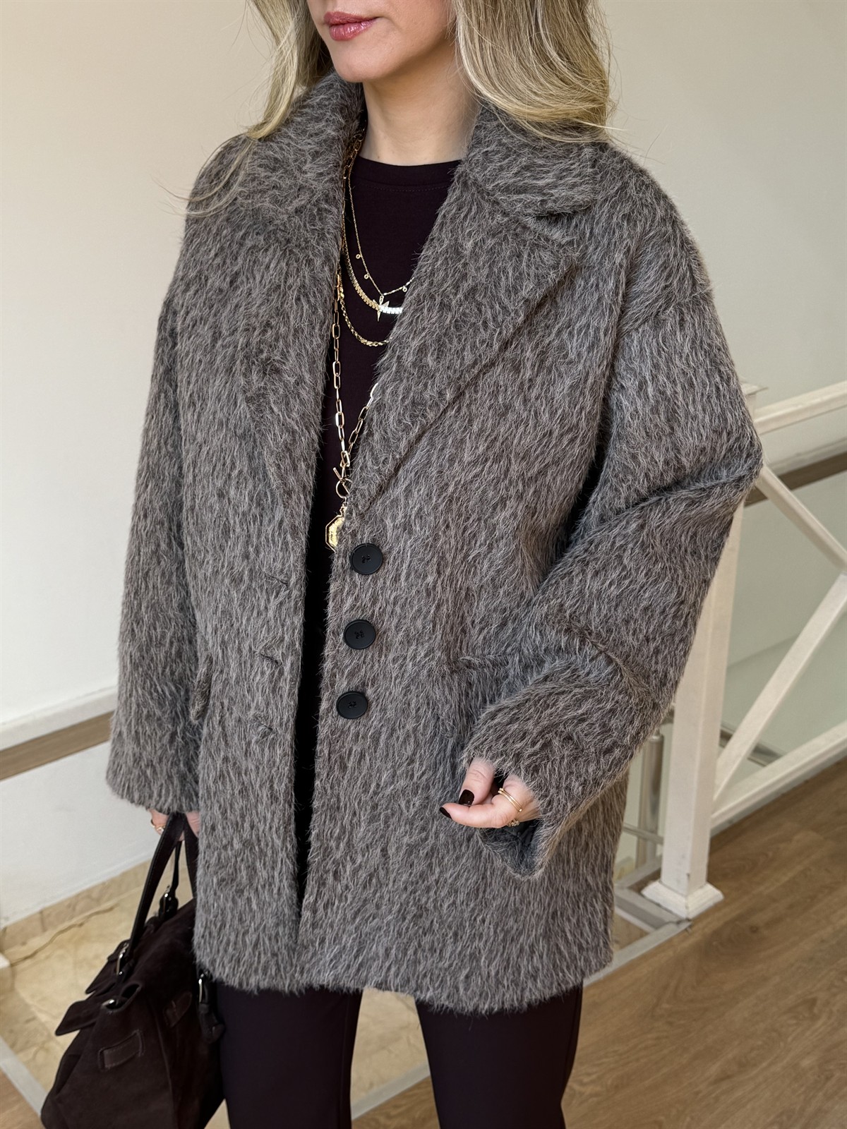 Tüylü Kaşe Kaban - Vizon