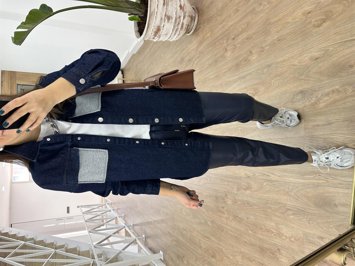 Üç İplik Garnili Kot Ceket