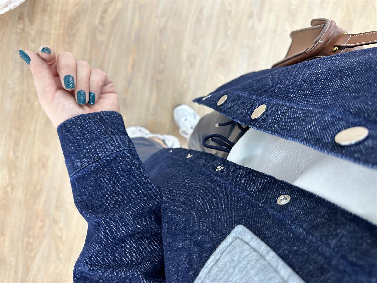 Üç İplik Garnili Kot Ceket