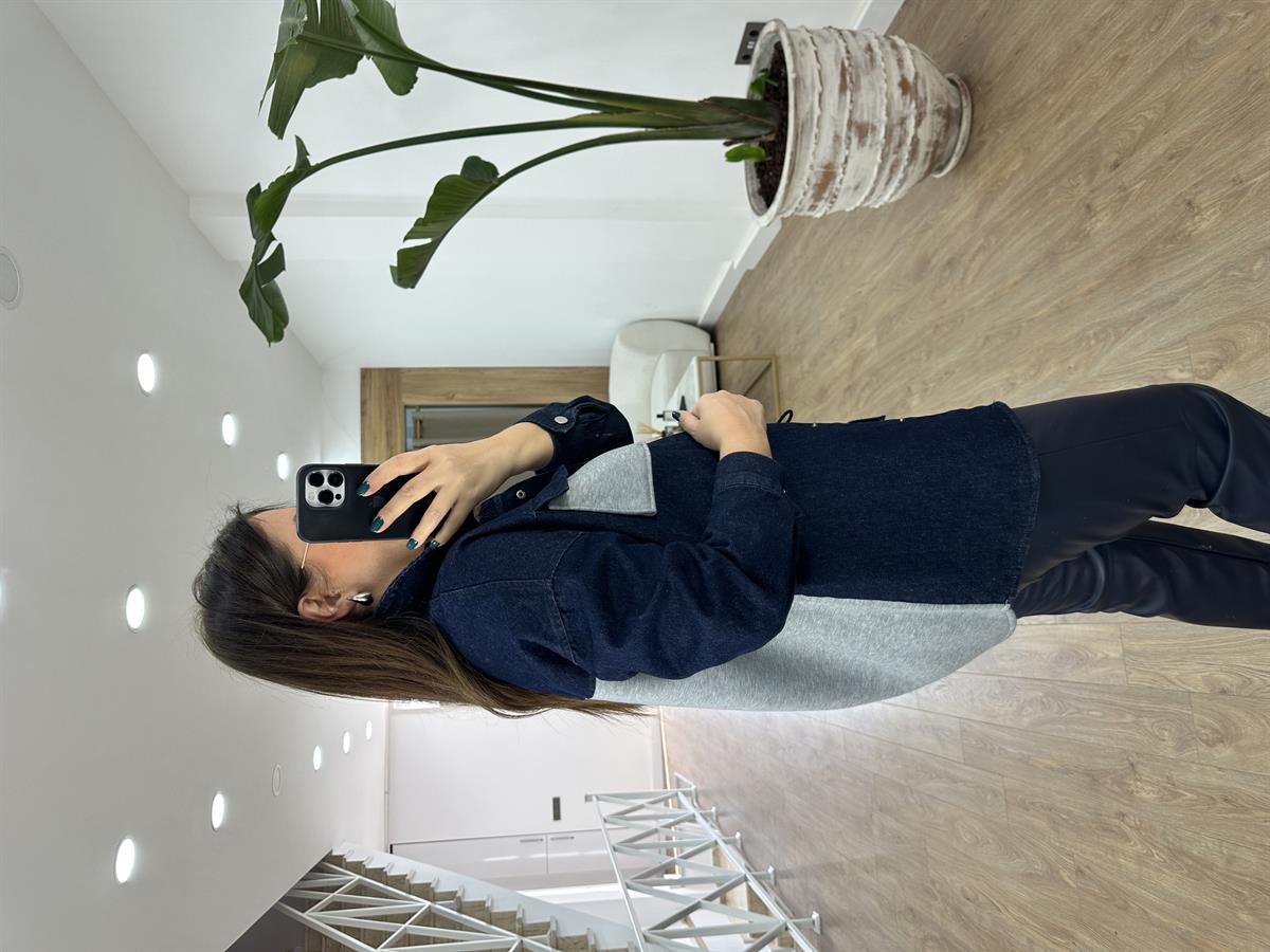 Üç İplik Garnili Kot Ceket