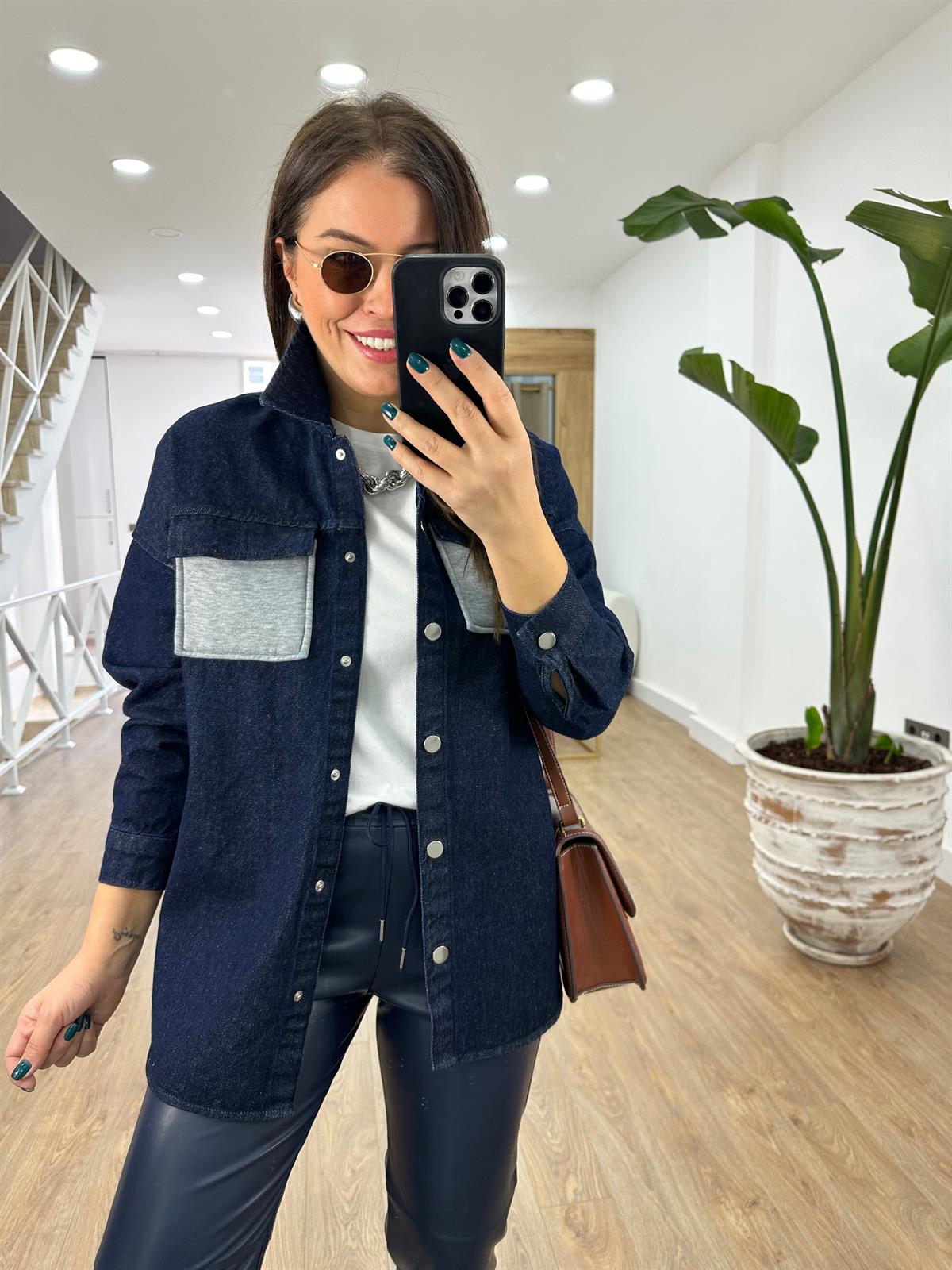 Üç İplik Garnili Kot Ceket