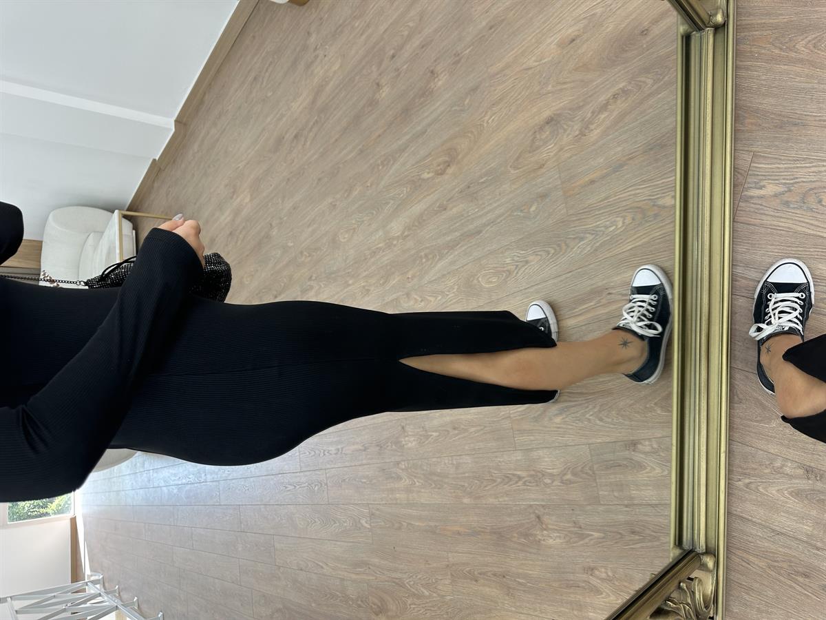 Uzun Kol Fitilli Elbise