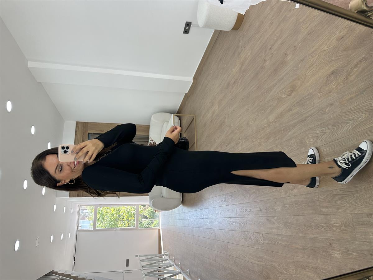 Uzun Kol Fitilli Elbise