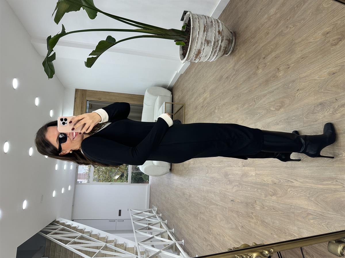 V Yaka Likralı Çelik Örme Elbise