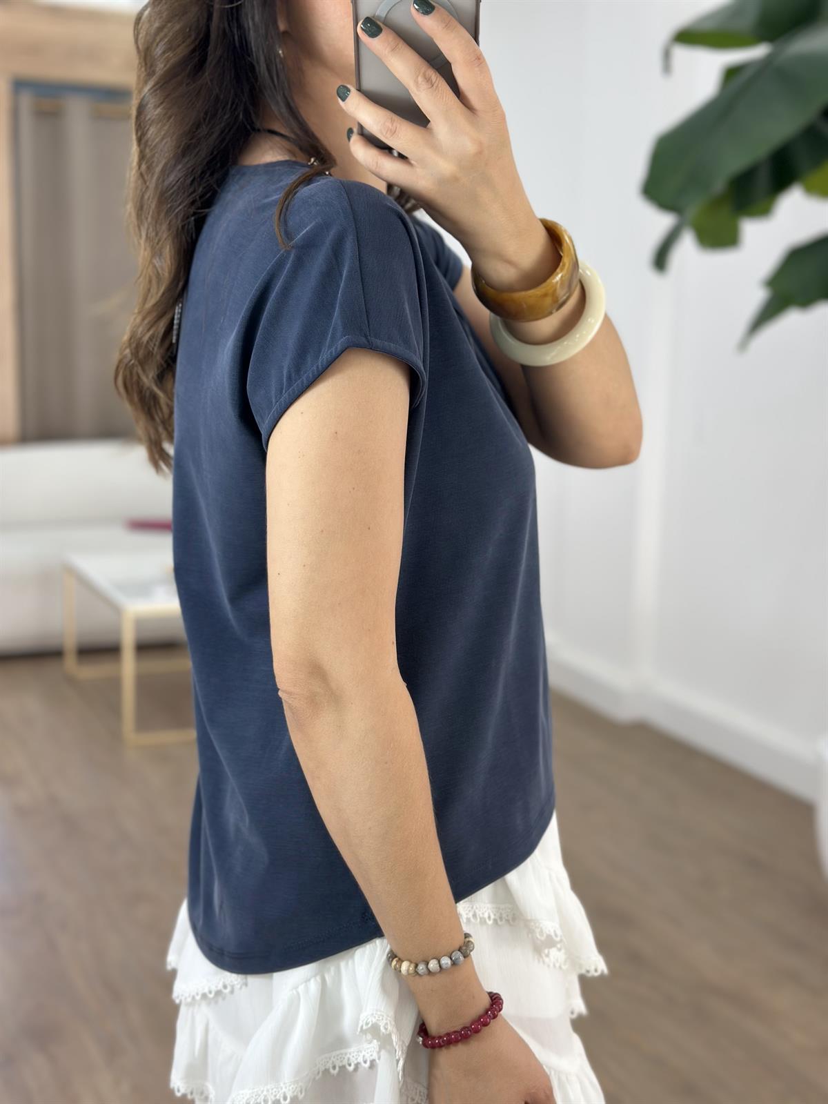 V Yaka Modal Basic Tshirt - Lacivert