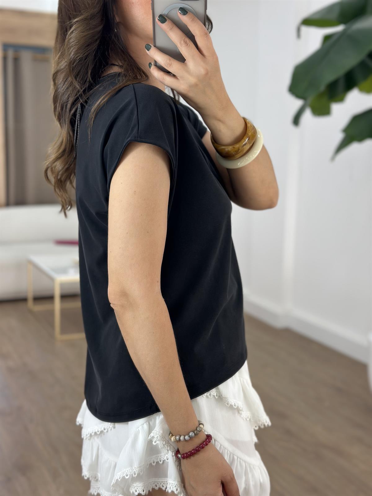 V Yaka Modal Basic Tshirt - Siyah