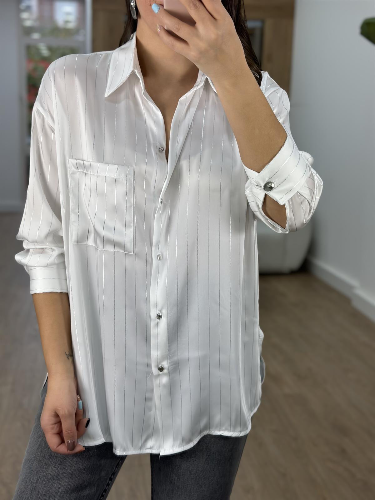 Varak Çizgili Saten Gömlek