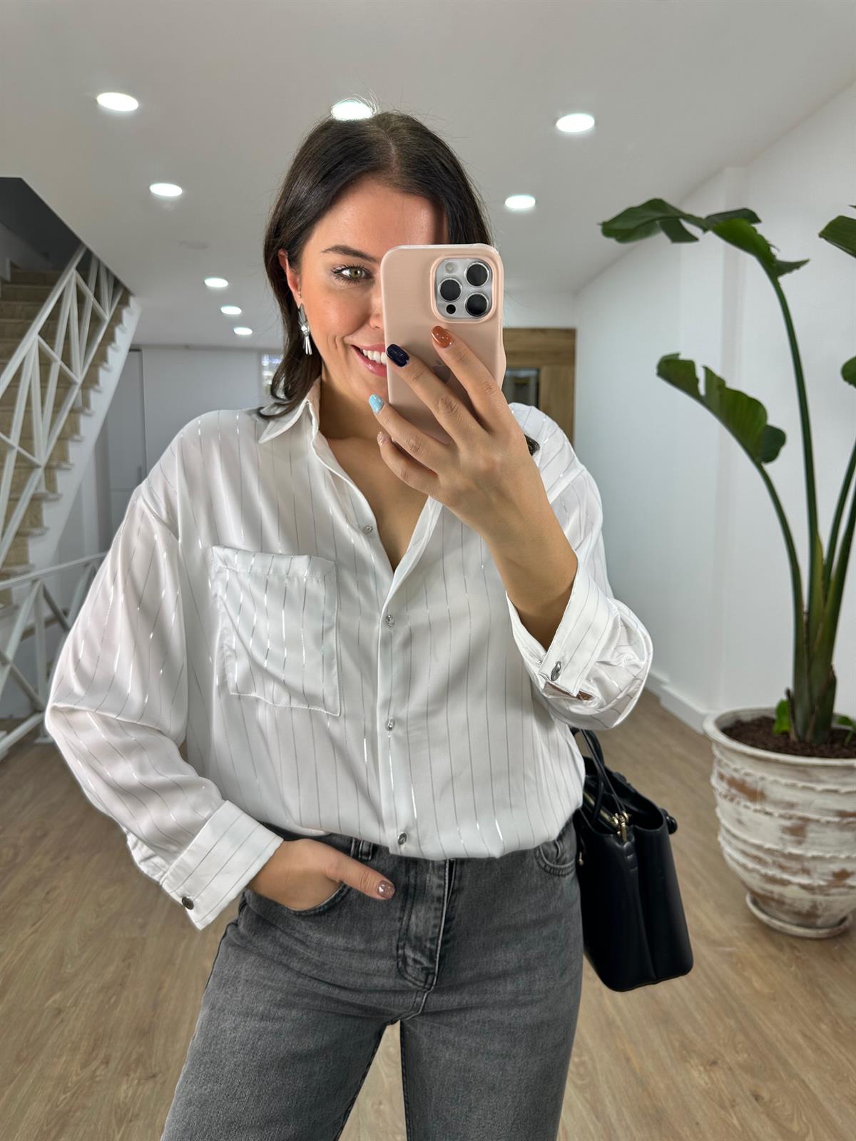 Varak Çizgili Saten Gömlek